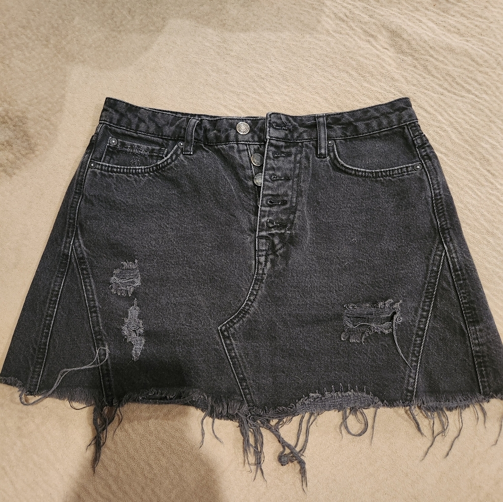 Black Distressed Denim Shorts